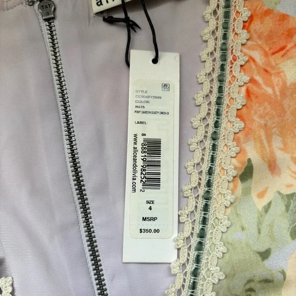 NWT Alice & Oliva V Neck Floral Sleeveless  Dress Size 4 - Picture 6 of 8